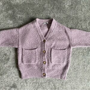 Zara Dusty Pink Ribbed Knit Cardigan